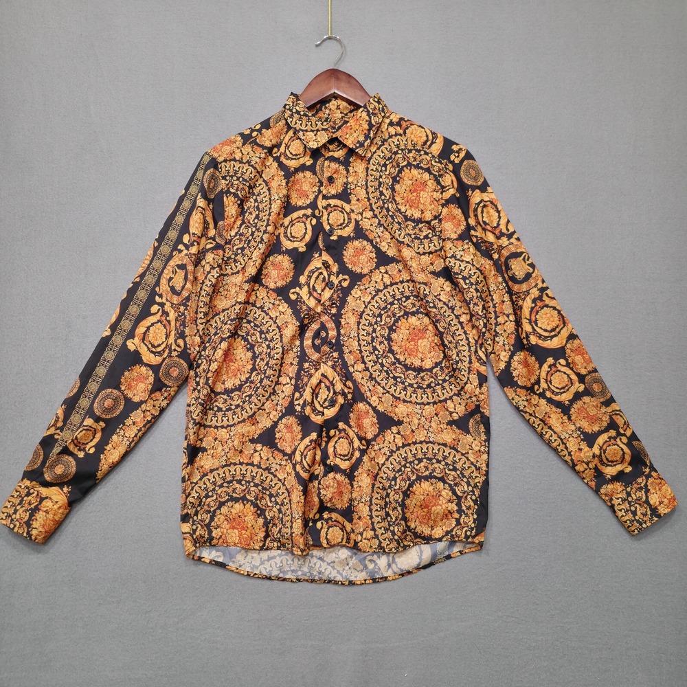 BooHoo Man Multicolor Floral Long Sleeve Button Up Shirt Size‎ Small